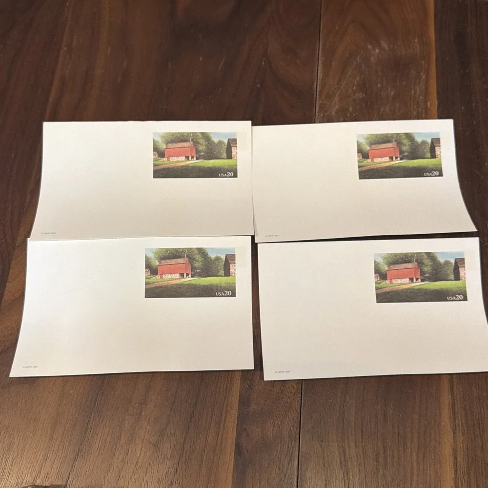 USPS 20 Cent 1995 Uncirculated Red Barn 4 Vintage Postcards